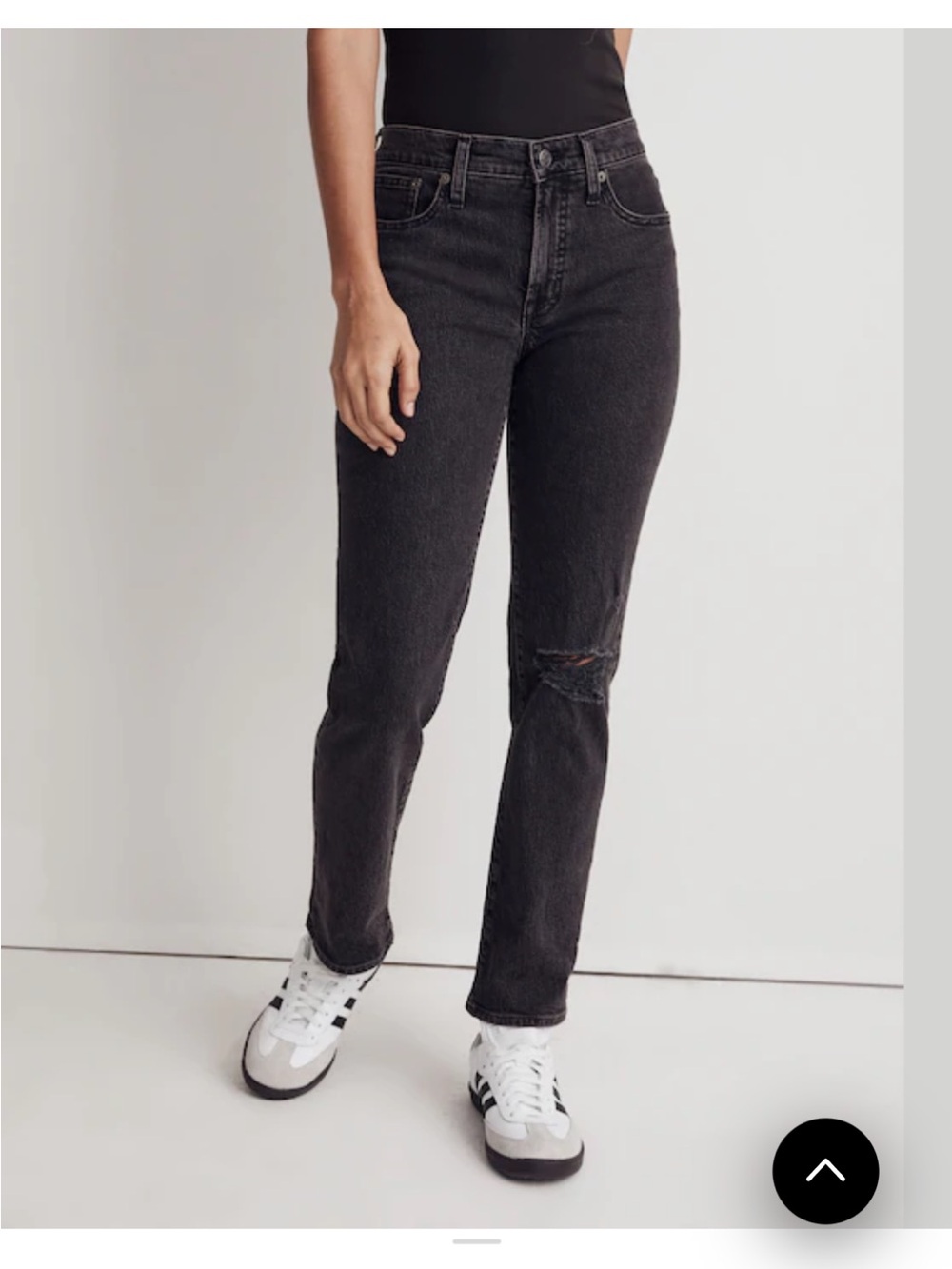 Madewell mid-Rise perfect bintage straight Black Distressed Women's Jeans